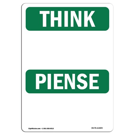 Signmission OSHA THINK Sign, Blank Write-On Bilingual, 24in X 18in Aluminum, 24" W, 18" H, Landscape OS-TS-A-1824-L-11809